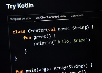 Kotlin programming language piece of code on a screen.