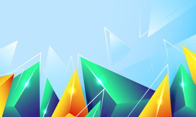 Abstract triangle background with green and yellow