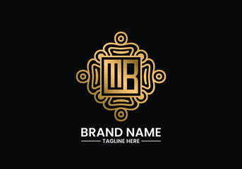 Initial Letter M B Logo design vector template with ornament elements