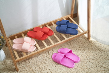 Rubber slippers in white background