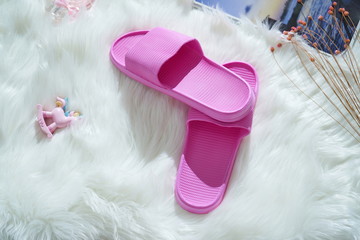 Rubber slippers in white background