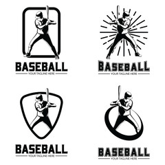 Baseball player logo vector design illustration