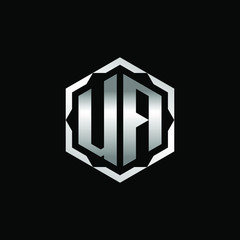 Initial Letters UA Hexagon Logo Design