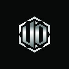 Initial Letters UO Hexagon Logo Design