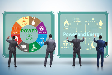 Energy mix concept with businessman