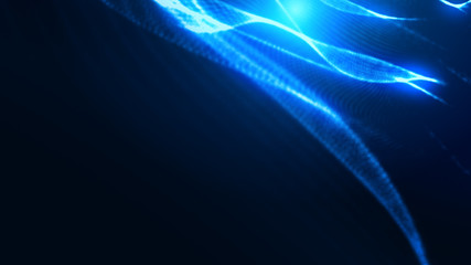 Dot blue wave light screen gradient texture background. Abstract ai technology big data digital background. 3d rendering.