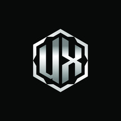 Initial Letters UX Hexagon Logo Design