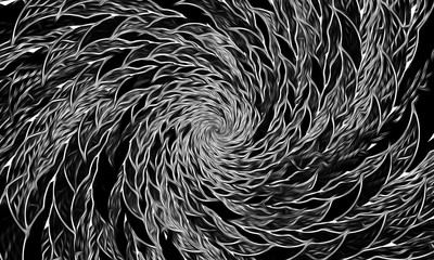 Abstract fiber texture on a black and white background. Op art. Supernatural magic concept.