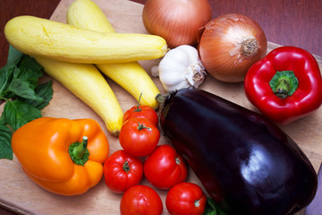 Raw Vegetable Ingredients to Make Ratatouille