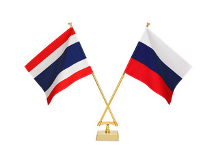 二つの国の卓上国旗