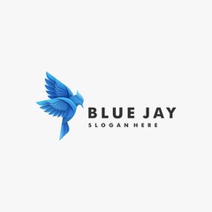 Vector Logo Illustration Bird Blue Jay Gradient Colorful Style.