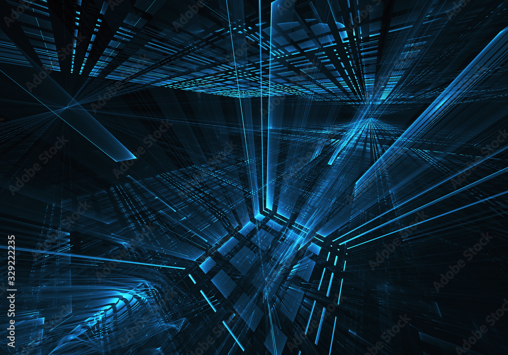 Poster fractal background for use in creativity and design projects. technological fractal. abstract 3d ill