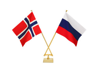 二つの国の卓上国旗