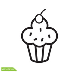 Cup cake icon vector logo design template