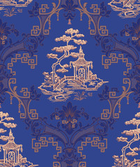 Artistic expression of Oriental culture, patterns of Chinese style, patterns of flowers, birds and plants