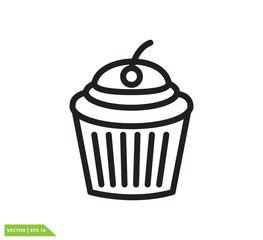 Cup cake icon vector logo design template