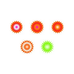 Colorful flower icon set. Vector floral logo. Stock illustration