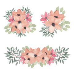 Floral arrangement collection watercolor illustration
