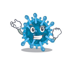 Microscopic coronavirus cartoon character style with happy face