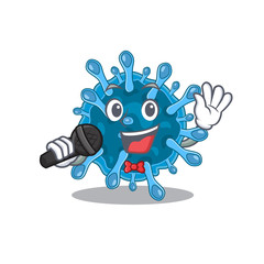 Cute microscopic corona virus sings a song with a microphone