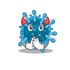 A picture of microscopic corona virus in devil cartoon design