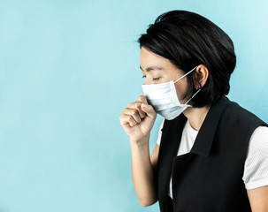 Woman feel sick and wearing health masks