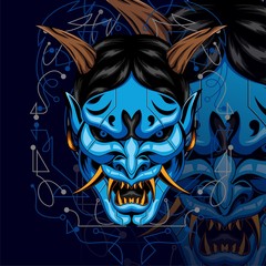 ONI MECHA DESIGN GEOMETRIC DARK BLUE