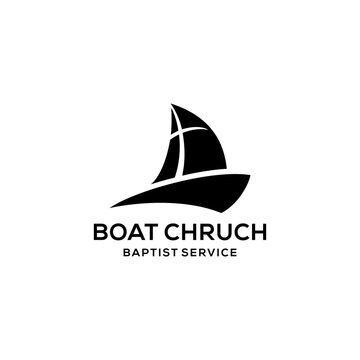 Modern abstract church sign logo on a sail boat vector graphic abstract