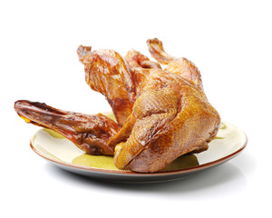 Peking Duck, China's most famous dish on white background