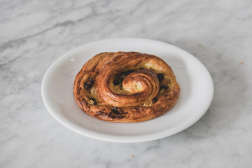 Raisin Croissant or assortment of french pastries