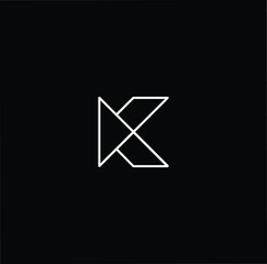 Minimal elegant monogram art logo. Outstanding professional trendy awesome K KK initial based Alphabet icon logo. Premium Business logo White color on black background