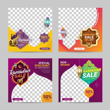 Ramadan sale discount square banner template promotion design for business