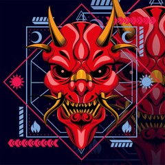 ONI MASK  GEOMETRIC RED