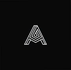 Minimal elegant monogram art logo. Outstanding professional trendy awesome artistic A AA AAA AM MA initial based Alphabet icon logo. Premium Business logo White color on black background