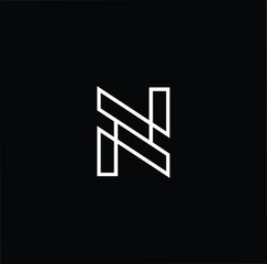 Minimal elegant monogram art logo. Outstanding professional trendy awesome artistic N NN NZ ZN initial based Alphabet icon logo. Premium Business logo White color on black background
