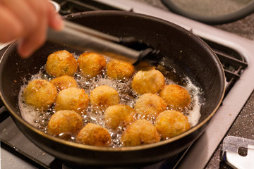 Makeing potato croquettes