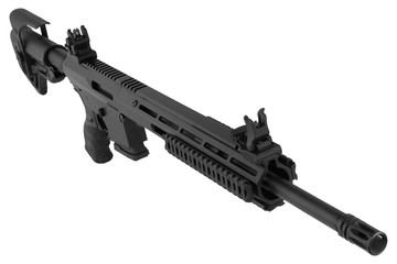 black semi-automatic weapon on a white background