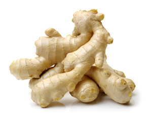 fresh ginger on white background 