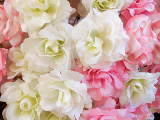 Pink and white rose bouquet artificial background