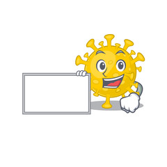 Corona virus diagnosis with board cartoon mascot design style