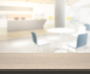 Table Top And Blur Dining Room Of  Background