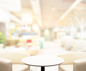 Table Top And Blur Restaurant Of Background