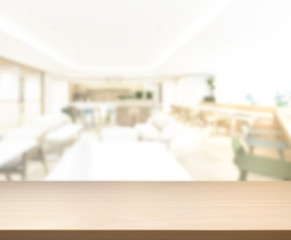 Table Top And Blur Restaurant Of Background