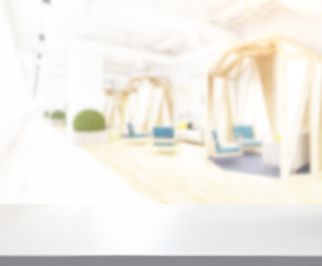 Table Top And Blur Restaurant Of Background