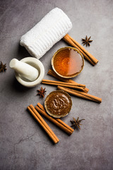 Cinnamon Honey Ayurvedic Face mask made using daalacheenee or Dalchini powder mixed with Shahad,...
