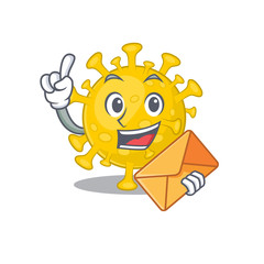 Cute face corona virus diagnosis mascot design with envelope