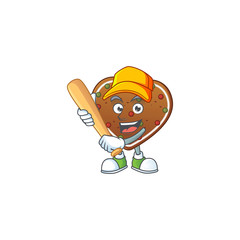 Cartoon design of gingerbread love having baseball stick