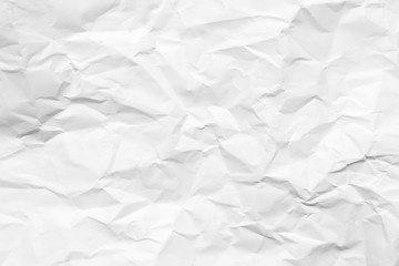 White crumpled paper texture background. Clean white paper. Top view.	