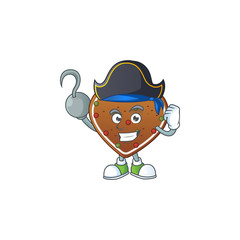 One hand Pirate cartoon design style of gingerbread love wearing a hat