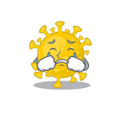 A Crying corona virus diagnosis cartoon mascot design style